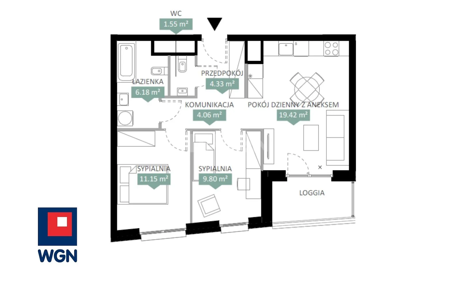 Mieszkanie na  sprzedaż Wrocław - Elegancki apartament 3-pokojowy z loggią - Funkcjonalny układ - Centrum Wrocławia,